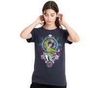 Mulan Stained Glass Ladies T Shirt, Deep Navy Camiseta, Azul Marino Profundo, L para Mujer