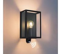 MULANDI Luz Exterior Metálica 25W para Pared con Sensor de Movimiento, Alcance 8m, IP65, IK04, E27 para Jardín, Patio y Terraza, Sin Bombilla, Negro Antirreflejante