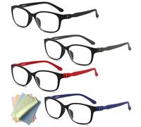 Mulapucher 4 Pares Gafas de Lectura, Lectores Valor Pack Gafas Anti Luz Azul, para Mujeres y Hombres Ultraligeras Anteojos de Lectura +1.25
