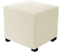 MULARE Funda Otomana Cuadrada de Tejido Funda de Reposapiés de Sofá, Suave Elástica Funda de Puff a Prueba de Polvo Retirable Lavable Funda de Reposapiés Adecuado para Sala de Estar