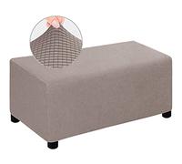 MULARE Funda otomana elástica con Estampado Moderno Rectangular para reposapiés con Parte Inferior elástica, Fundas universales supersuaves Lavables, (Taburete no Incluido),Taupe,L
