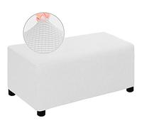 MULARE Funda Otomana Elástica, Fundas Otomanas, con Parte Inferior Elástica, Cojín Elástico para Muebles De Taburete De Reposapiés, Lavable,Blanco,S