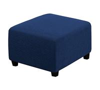 MULARE Funda Otomana, Protector De Muebles De Funda De Reposapiés De Jacquard Elástico, con Fundas De Reposapiés Elásticas, Fundas De Puf De Reposapiés Lavables Extraíbles A Prueba De Polvo,Azul,L