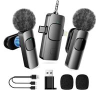 MULBEVD Micrófono de solapa inalámbrico para teléfono/iPhone/Android/PC/cámara, mini micrófono para grabación de vídeo, transmisión en directo, YouTube, TikTok, Vlog, entrevista, micrófono con