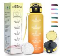 Mulbijeo Botella Agua 1500ML, Motivacional y A Prueba de Fugas, Cantimplora, Portátil, Botella Gimnasio, Marcador de Tiempo, Cantimplora para Gimnasio, Trabajo, Camping, Senderismo