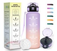 Mulbijeo Botella Agua 1500ML, Motivacional y A Prueba de Fugas, Cantimplora, Portátil, Botella Gimnasio, Marcador de Tiempo, Cantimplora para Gimnasio, Trabajo, Camping, Senderismo
