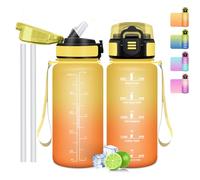 Mulbijeo Botella Agua 500 ML, Botella Agua Gimnasio sin BPA con Marcador de Tiempo, Plastico Deportiva Motivacional, con Pajita
