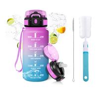 Mulbijeo Botella Agua, 500 ml con Pajita,Prueba de Fugas, Botella Gimnasio, Cepillo para Hierba, Cepillo de Esponja, Garrafa de Agua Libre de BPA, Cantimplora para Escuela, Oficina, Deporte