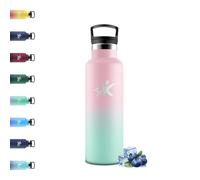 Mulbijeo Botella Agua Acero Inoxidable, 500 ML, Botella Termica, Doble Aislamiento al Vacío, Cantimplora Acero Inoxidable, Termo Agua, 2 Tapas Intercambiables, para Oficina, Gimnasia