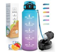 Mulbijeo Botella Agua Gimnasio 1500ML, Libre de BPA, con Marcador de Tiempo, Botella de Agua Deportiva, con Pajita, Prueba de Fugas, Cantimplora para Escuela, Senderismo, Fitness