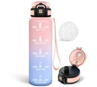 Mulbijeo Botella Agua Gimnasio, 1L Botella con Filtro, Garrafa de Agua | Prueba de Fugas Botellas Plastico, Sin BPA Cantimplora, Garrafa Agua, para Deportiva Oficina Escuela Yoga, Bidon Agua