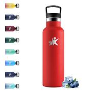 Mulbijeo Botella Termica 750ml, Cantimplora Acero Inoxidable, Botella Agua Acero Inoxidable, Doble Pared con Vacío, Termo Agua, Tapa Antifugas, 2 Tapas Intercambiables, Rojo