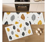 MULERN Alfombra de Cocina de 2 Piezas Antideslizante Lavable, Alfombrilla de Cocina Plumas con Lunares Ilustración Sencilla, Juegos de Tapetes para Pasillo, Comedor y Entrada, 40x60cm+40x120cm