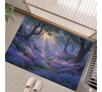 MULERN Alfombrillas para Interiores, Felpudo Campanillas Azules Al Amanecer Paisaje Natural Absorbente Antideslizante de Perfil Bajo para Entrada Cocina Puerta Trasera, Mascotas Perros, 60x90cm