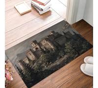 MULERN Alfombrillas para Interiores, Felpudo Montañas Campos Castillos Paisaje Pintado Al Óleo Absorbente Antideslizante de Perfil Bajo para Entrada Cocina Puerta Trasera, Mascotas Perros, 90x150cm