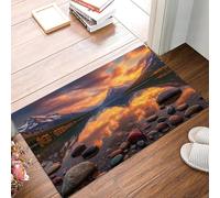 MULERN Alfombrillas para Interiores, Felpudo Vistas Lago Paisaje Montaña Paisaje Natural Absorbente Antideslizante de Perfil Bajo para Entrada Cocina Puerta Trasera, Mascotas Perros, 60x90cm