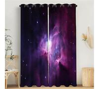 MULERN Cortinas Negras Opacas Termicas, Aislantes Frio y Calor Cortina Dormitorio, Estampadas Nebulosa De Orión con Ojales Cortinas Salon Mar De Estrellas 2 Piezas, Púrpura, 117An x 183Al cm
