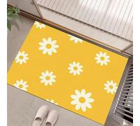 MULERN Felpudo 40x60cm con Base Antideslizante Pelo Corto Multiusos - Diseño Linda Flor De Margarita Clipart, Alfombra Lavable para Cocina Baño Entrada y Salón, Amarillo