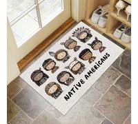 MULERN Felpudo Alfombra de Entrada Lavable, Caricaturas Interior Pueblos Indígenas Gente Pequeña Alfombra Antideslizante Suave Superfina para Cocina Baño Dormitorio 50x80cm, Marrón Oscuro