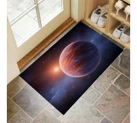 MULERN Felpudo Alfombra de Entrada Lavable, Ciencia Ficción Interior Planetas Espaciales Pequeña Alfombra Antideslizante Suave Superfina para Cocina Baño Dormitorio 90x150cm, Morado Oscuro