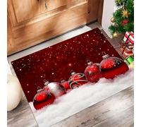 MULERN Felpudo Alfombra de Entrada Lavable, Navidad Fondo Interior Paisaje Nevado Decoraciones Pequeña Alfombra Antideslizante Suave Superfina para Cocina Baño Dormitorio 40x60cm, Rojo Oscuro