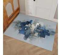 MULERN Felpudo Antideslizante 40x60cm, Bloques De Color 3D Trampa de Tierra Felpudo Interior para una Entrada Limpia, Abstracto Alfombra Absorbentes, Fácil de Cuidar, Azul grisáceo
