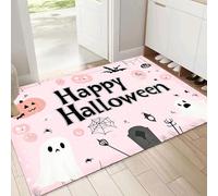 MULERN Felpudo Antideslizante 50x80cm, Halloween Fondo Trampa de Tierra Felpudo Interior para una Entrada Limpia, Lindo Alfombra Absorbentes, Fácil de Cuidar, Rosa Claro