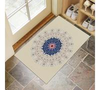 MULERN Felpudo Antideslizante 60x90cm, Mandalas Trampa de Tierra Felpudo Interior para una Entrada Limpia, Arte De Líneas Alfombra Absorbentes, Fácil de Cuidar, Beige