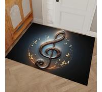 MULERN Felpudo Antideslizante 60x90cm, Notas Musicales De Rotación Trampa de Tierra Felpudo Interior para una Entrada Limpia, Arte Musical Alfombra Absorbentes, Fácil de Cuidar, Marrón Oscuro