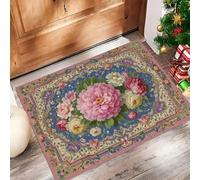 MULERN Felpudo Antideslizante 80x120cm, Flores De Persia Trampa de Tierra Felpudo Interior para una Entrada Limpia, Arte Deportivo Alfombra Absorbentes, Fácil de Cuidar, Rosa