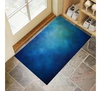 MULERN Felpudo Antideslizante 90x150cm, Textura Granulada Trampa de Tierra Felpudo Interior para una Entrada Limpia, Vintage Misteriosa Alfombra Absorbentes, Fácil de Cuidar, Azul-Verde