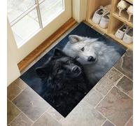MULERN Felpudo de Realista Animal, Alfombra Amor Lobo para Entrada, Felpudo Entrada Casa 60x90cm, Alfombra de Puerta de Entrada, Lavables, Decorativo Casa, Blanco y Negro