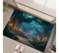 MULERN Felpudo Entrada Casa 60x90cm - Alfombra Entrada Interior Antideslizante Camino del Templo, Lavable Felpudo de Alfombrilla Bosque Mágico, Interior Tapete