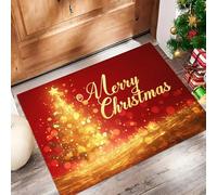 MULERN Felpudo Fondo Navideño, 40x60cm Alfombra Puerta Luces Intermitentes Árbol Navidad, Alfombra Navidad Antideslizante para Cocina Pasillo Salón, Felpudo Entrada Casa Decoración