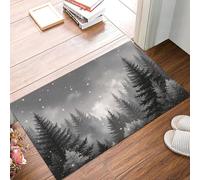 MULERN Felpudo Interior Bosque De Pinos A La Luz De Estrellas, Entrada Tienda Paisaje Retro Alfombra Cocina Lavable Antideslizante, Felpudos Entrada Suave y de Perfil Bajo Casa Baño 90x150cm