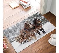 MULERN Felpudo Interior Trineo De Renos, Entrada Tienda Bosque Invernal Alfombra Cocina Lavable Antideslizante, Felpudos Entrada Suave y de Perfil Bajo Casa Baño 40x60cm