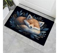 MULERN Felpudo Interior Zorro Durmiente del Bosque, Entrada Tienda Ilustración De Animales Alfombra Cocina Lavable Antideslizante, Felpudos Entrada Suave y de Perfil Bajo Casa Baño 60x90cm