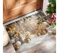 MULERN Felpudo Navidad Fondo, 40x60cm Alfombra Puerta Regalos Globos Ramas, Alfombra Navidad Antideslizante para Cocina Pasillo Salón, Felpudo Entrada Casa Decoración