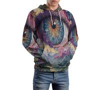MULERN Hombre Sudadera con Capucha 3D Psicodélico Hoodies con Bolsillo, Unisex Mujer Otoño Primavera Manga Larga Pull-Over Deportes Sweatshirt Capucha S-6XL (Montañas Cielo Ojos)