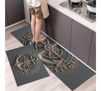 MULERN Juegos de Alfombras de Cocina Relieves Decorativos Anclajes De Maquinaria 2 Piezas Antideslizante Absorbente Lavable, Tapetes Decorativos para Cocina Dormitorio y Salón, 40x60cm+40x120cm