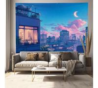 MULERN Tapiz de Pared Grande 230x180cm, Tapices de Tela Anime, Tapiz Toalla de Playa Arquitectura Edificios, Tapices Decorativos Artístico para Dormitorio Sala de Estar (Azul)