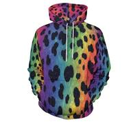 MULERN Unisex Felpe con Cappuccio Stampato Abstracto 3D Uomo Donna, Maniche Lunghe Hoodies Pull Casual Ropa de Calle Estampado De Leopardo Degradado S-6XL con Tasca per Abiti Autunno Inverno