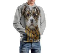 MULERN Unisex Felpe con Cappuccio Stampato Animal con Bufanda 3D Uomo Donna, Maniche Lunghe Hoodies Pull Casual Ropa de Calle Retrato De Perro S-6XL con Tasca per Abiti Autunno Inverno