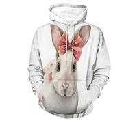 MULERN Unisex Felpe con Cappuccio Stampato Animal Lindo 3D Uomo Donna, Maniche Lunghe Hoodies Pull Casual Ropa de Calle Conejito De Lazo S-6XL con Tasca per Abiti Autunno Inverno