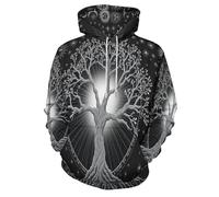 MULERN Unisex Felpe con Cappuccio Stampato Fantasía 3D Uomo Donna, Maniche Lunghe Hoodies Pull Casual Ropa de Calle Cuerpos Celestes Árboles S-6XL con Tasca per Abiti Autunno Inverno