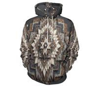 MULERN Unisex Felpe con Cappuccio Stampato Retro Bohemio 3D Uomo Donna, Maniche Lunghe Hoodies Pull Casual Ropa de Calle Geométrico S-6XL con Tasca per Abiti Autunno Inverno