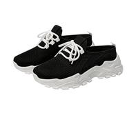 Mules Backless Shoes for Women Knit Flats Wide Fit Walking Mule Sandals Sneakers Ladies Mule Open Back Indoor Outdoor Nursing Shoes Slip on Shoes for Swollen Feet