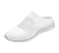 Mules Backless Shoes for Women Mesh Flats Wide Fit Walking Sandals Sneakers Ladies Mule Open Back Indoor Outdoor Nursing Shoes Slip on Shoes Elderly Women Diabetic Backless Trainers for Swollen Feet