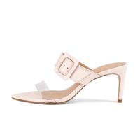 Mules de Tacón de Aguja Para Mujer Para ei Verano Sandalias de Tacón con Hebilla y Punta Afilada Mules de Tacón Sin Talón Fáciles de Poner Para Fiestas y uso Diario,Rosado,42 EU