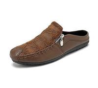 Mules Homme Cuir Sans Talon - Zuecos para hombre cerrados, Zapatillas Ete Slip-On à Poner, Chaussures Pantoufles Bout Cermé, Chaussures de Ocio Zippés, Suela Antideslizante - Exterior, Conducción